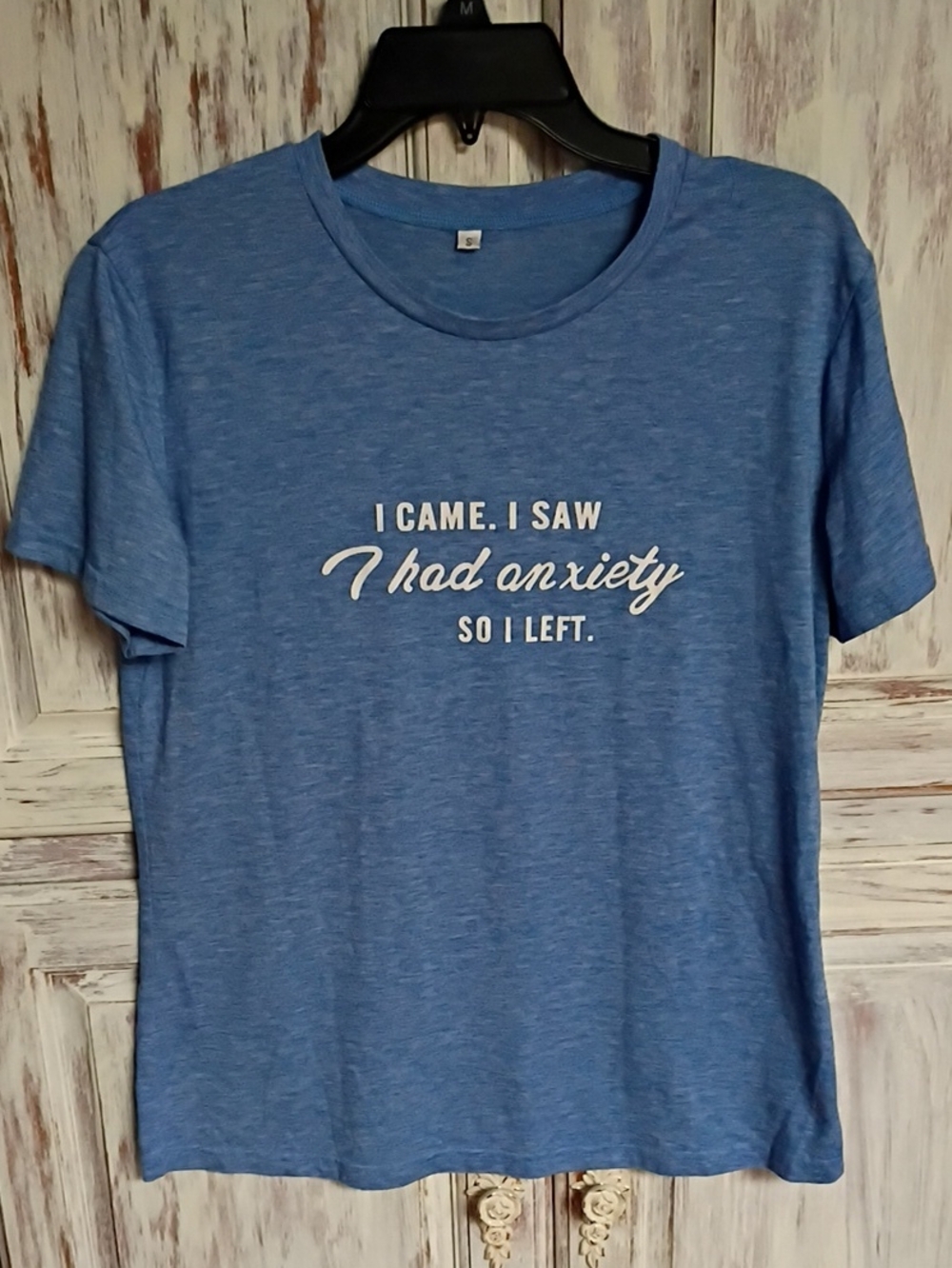 Blue Graphic Tee - I Had Anxiety - Women's Casual Top